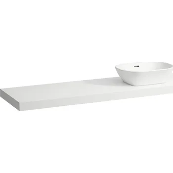 Koupelnový nábytek LAUFEN LANI Umyvadlová deska 1600, s výřezem vpravo, tloušťka: 65 mm, vč. 3 nástěnných držáků 1570x495, Bílá mat - H4046931122601