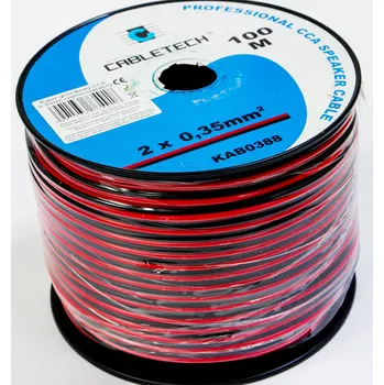 elektrický kabel Reproduktorový kabel 2x 0,35mm pro LED, černý/červený, 100m