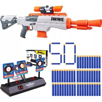 Dětská zbraň PISTOLE NERF FORTNITE ODSTŘELOVACÍ PUŠKA IR AUTOMAT – SADA S TERČEM, ŠIPKY, PŘESNÁ STŘELBA