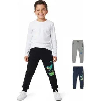 Chlapecké tepláky s dinosaurem FT7048 Velikost: 116, Barva: Černá