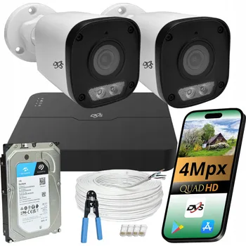 Bezpečnostní kamera Sada pro monitoring 2 venkovní IP PoE kamery 4Mpx DUAL LIGHT DISK 1TB