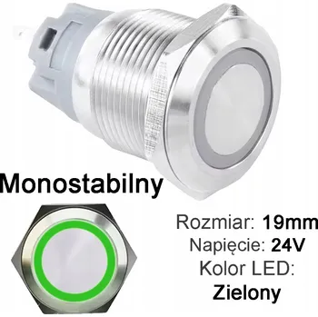 vypínač Antivandalový spínač monostabilní zvonkový 19 mm, 24 V, LED zelená