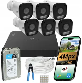 IP kamera KOMPLETNÍ SADA IP MONITORINGU 6x VENKOVNÍ POE KAMERA DVS 4Mpx DISK 1TB