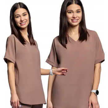 Dámská halenka Mikina Dámská zdravotnická halenka Scrubs MIA, kávově hnědá - velikost 38