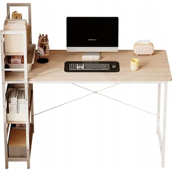 Psací stůl PSACÍ STŮL PRO MLÁDEŽ S REGÁLEM POČÍTAČOVÝ SVĚTLE HNĚDÝ MODERNÍ LOFT 120 CM