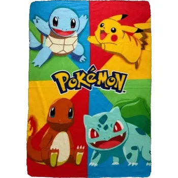 Dětská deka DEKA Fleecová deka Pokémoni Pikachu a 4 postavy Pokémonů 100x140 cm NOVÁ