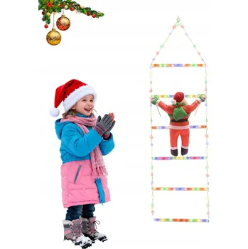 Vánoční dekorace SVATÝ Mikuláš NA ŽEBŘÍKU 120cm LED DEKORACE