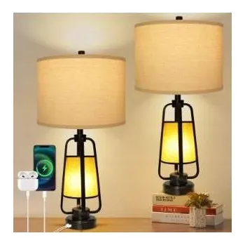 Lampička Noční lampa velká 70 cm E27 stolní s funkcí nabíjení USB C, sada 2 ks