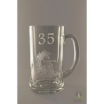 Sklenice Pískovaný půllitr s uchem - 35let O sude náš