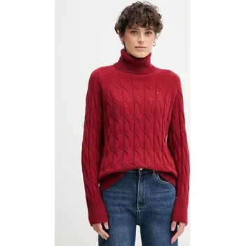 Dámský svetr Vlněný svetr Tommy Hilfiger WW0WW46791 burgundské 83X, vel. XXL