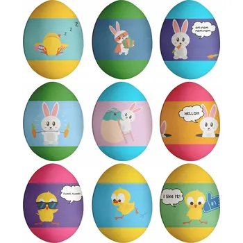 Velikonoční dekorace Smršťovací fólie na vajíčka - veselá zvířátka (9 ks)