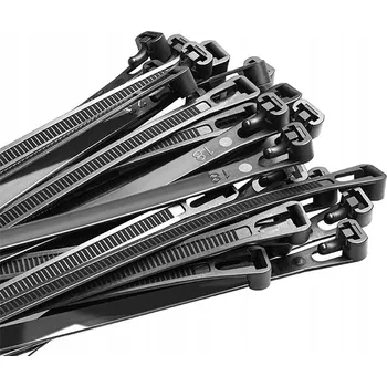 Stahovací páska HADICOVÁ SPONA OPAKOVANĚ POUŽITELNÁ ČERNÁ 8mm x 350mm SADA 100ks 8X350