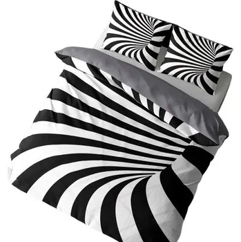 Povlečení 3D mikrovláknové Povlečení 160x200 černé sklenice na whisky, mikrovlákno