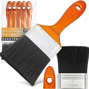 Malířský štětec 5x PLOCHÝ ŠTĚTEC 75 mm Lakýrnický Malířský na Lak Barvy Precizní Z1-T