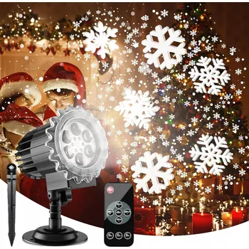 Světelný efekt ZAHRADNÍ LASEROVÝ PROJEKTOR VÁNOČNÍ REFLEKTOR NA DŮM 16 KARET 64 VZORŮ