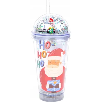 LED Hrnek s motivem Mikuláše a Vánočního stromku se slámkou, svítící, vánoční