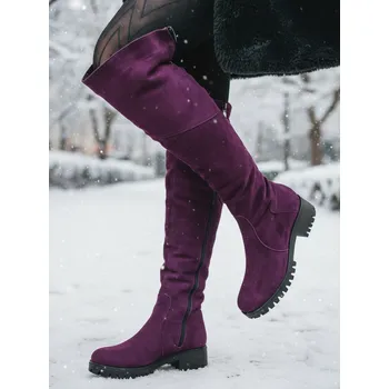 Dámské kozačky VERSABE Kozačky nad kolena na platformě BARSA švestka, VELIKOST 36