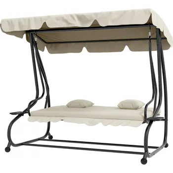 Zahradní houpačka Hollywoodská houpačka s funkcí sklápění, 200 x 120 x 164 cm | krémově bílá