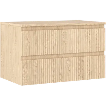 Koupelnový nábytek Mexen Rivel koupelnová skříňka pod umyvadlo 80 cm s deskou, 2 zásuvky, rýhovaná, dub - 91A20-08047-2-BFFC81 Koupelnové skříňky