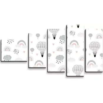 Obraz Sablio Obraz - 5-dílný Malované horkovzdušné balony - 100x60 cm