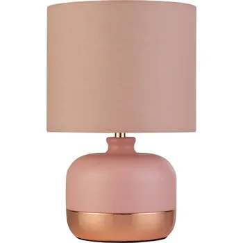 Lampička Searchlight Stolní lampa Tamsin, růžová, kov/textil, výška 27 cm, E14 růžová, měděná 1 x 7 W - Doprava zdarma