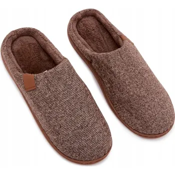 Dámská obuv PAPUČE PAPUČE KLASICKÉ POHODLNÉ ZATEPLENÉ MĚKKÁ STÉLKA HNĚDÉ 45/46