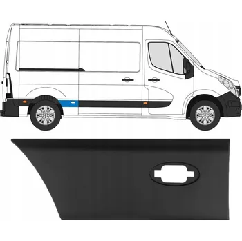 Lišta karosérie Boční lišta zadního blatníku s lampou pro Opel Movano 2010-2021 / Pravá