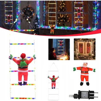 Vánoce SVATÝ Mikuláš NA SVÍTÍCÍM ŽEBŘÍKU LED 120cm VÁNOČNÍ PRO BALKON DŮM