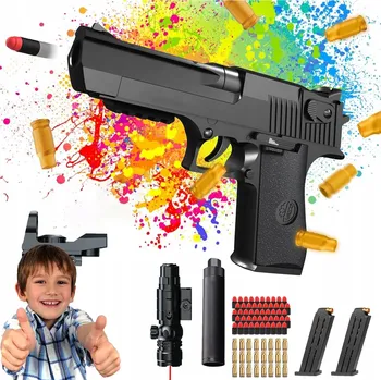 Dětská zbraň HRAČKOVÁ PISTOLE DESERT EAGLE S VYHAZOVÁNÍM NÁBOJNIC A ZÁSOBNÍKEM