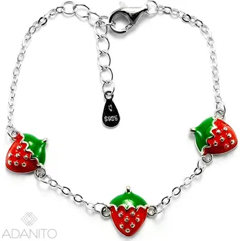 Náramek Stříbrný dětský náramek s jahodami