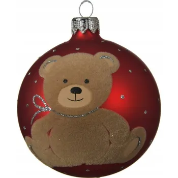 Vánoční dekorace Zdobená Vánoční Koule medvídka 8 cm 1 ks