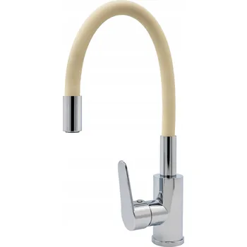 Vodovodní baterie KUCHYŇSKÁ BATERIE STOJÍCÍ S FLEXIBILNÍ OHYBNÝM RAMENEM KRÉMOVÁ BÉŽOVÁ CHROMOVÁ