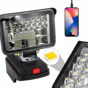 HALOGENOVÁ LAMPA 18V PRACOVNÍ SVÍTILNA + 2X USB 30 LED 48W