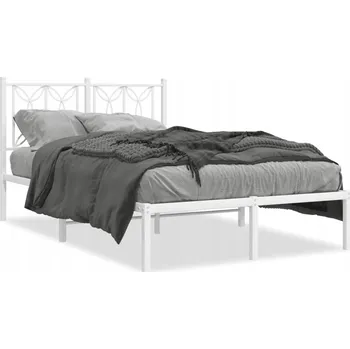 Postel Bílý ocelový rám postele 196 x 125 x 90 cm s úložným prostorem