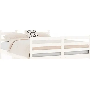 Postel Bílý rám postele z masivního borovicového dřeva 195,5 x 126 x 104 cm