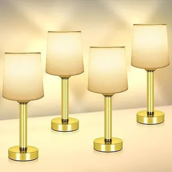 Lampička Stolní lampa bezdrátová dotyková E27 Bílá Sada 4ks