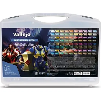 Vallejo: True Metallic Metal - Color Case (80x 18ml + 2x štětce a 2x figurka)
