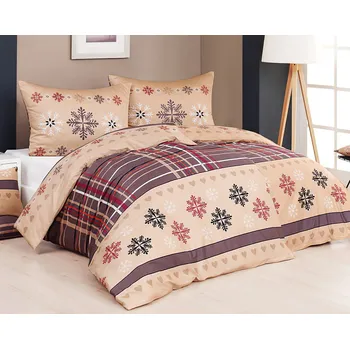 Povlečení Povlečení Matějovský HOLY, zimní vzor a kostka, bílo-šedá, krep, 140x200cm + 70x90cm