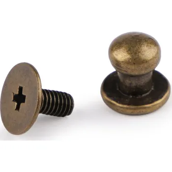 Sedlářský nýt šroubovací Ø6 mm, barva 4 staromosaz