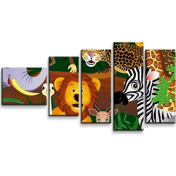 Obraz Sablio Obraz - 5-dílný Zvířátka - 100x60 cm