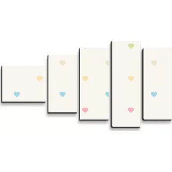 Obraz Sablio Obraz - 5-dílný Barevná srdíčka na béžové - 100x60 cm