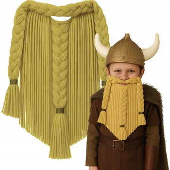 Karnevalový kostým VOUSY S KNOUREM VIKING TRPASLÍK DŘEVORUBEC BOJOVNÍK KOSTÝM NA HALLOWEEN KARNEVAL