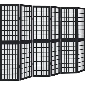 Paraván Paraván do pokoje, 6dílný, černý, masivní dřevo paulovnie