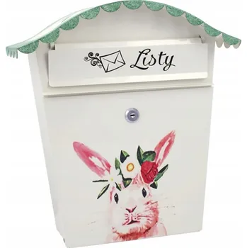 Poštovní schránka Aqbau bílá poštovní schránka ručně malovaná Králík