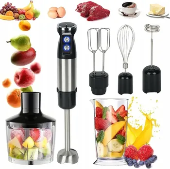 VÝKONNÝ TYČOVÝ MIXÉR MULTIFUNKČNÍ 800W STŘÍBRNÝ