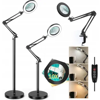 Lupa Kosmetická Lampa s Lupou 10x Zvětšení 3-V-1 Stojací Stolní Lampa
