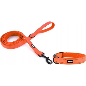 Obojek pro psa Vodítko a obojek pro psa Oranžová sada pro velkého psa HUGGY DOGGY L