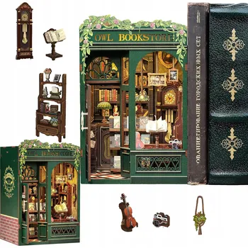 Domeček pro panenku DIY Knihovna - Knihkupectví Sowa | Miniaturní domeček Cutebee | Dárek | 3D