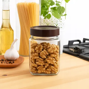 Dóza na potraviny Zavařovací Sklenice skleněná dóza na sypké potraviny čtvercová 700 ml Altom