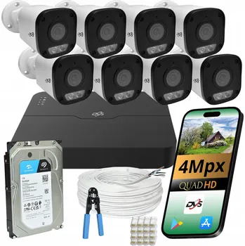 Bezpečnostní kamera MONITOROVACÍ SADA IP KAMER 8x VENKOVNÍ IP KAMERA POE 4Mpx IR LED DISK 1TB